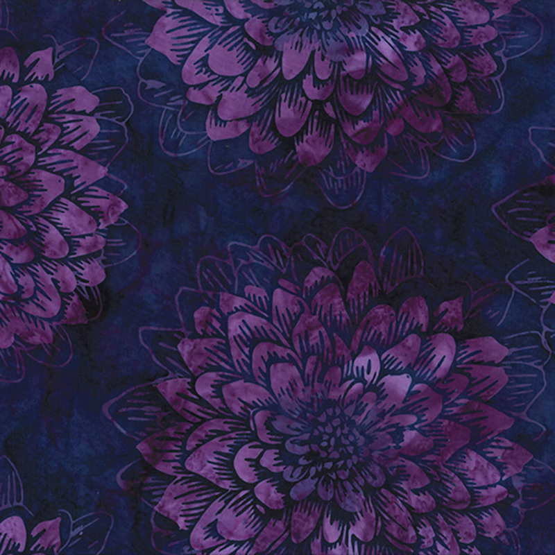 Purple and blue mottled fabric featuring large florals