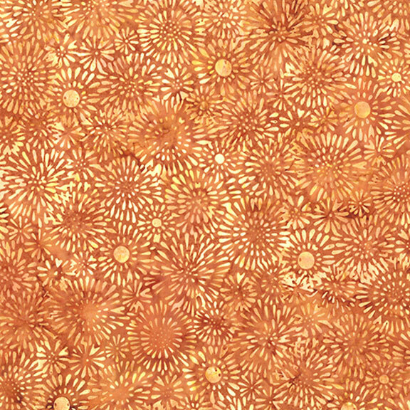 Orange Batik with peach floral pattern