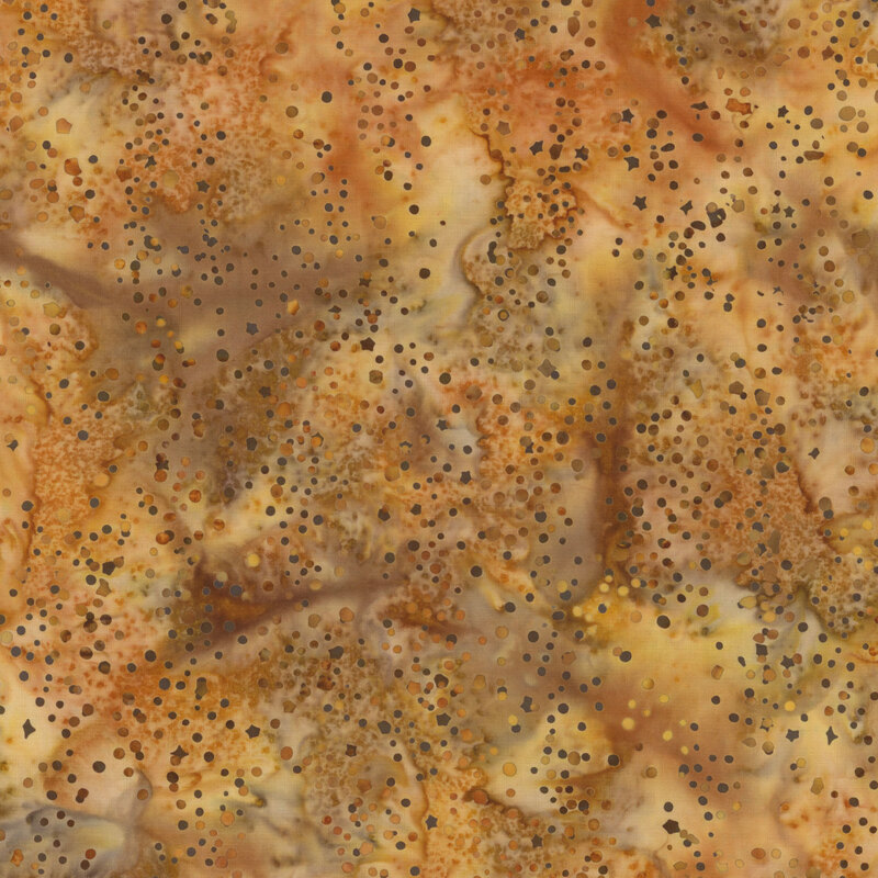 Peach orange batik with a pattern of tonal scattered dots.