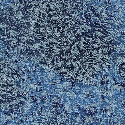 Blueberry blue fabric featuring a mottled design with metallic glitter accents.