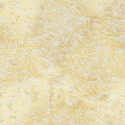 Light yellow fabric featuring a mottled design with metallic glitter accents.