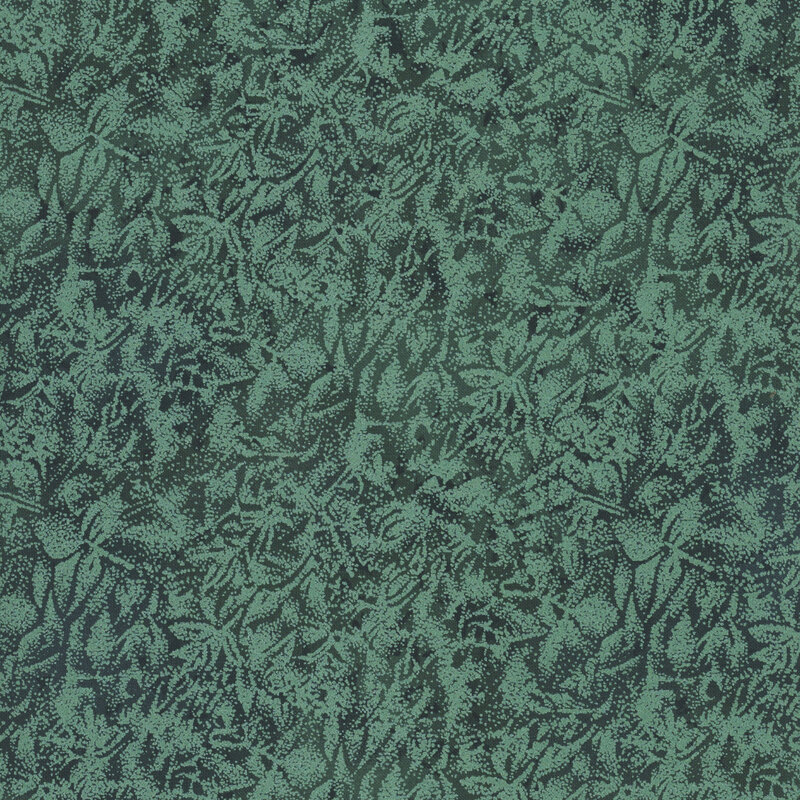 Hunter green fabric featuring a mottled design with metallic glitter accents.