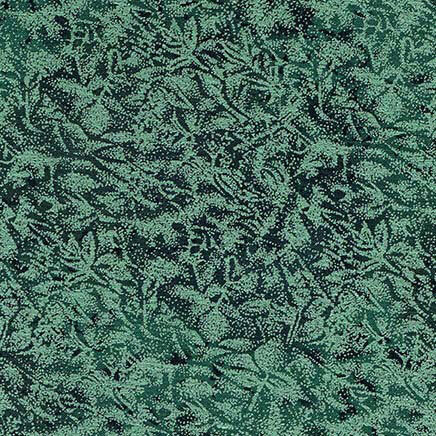 Hunter green fabric featuring a mottled design with metallic glitter accents.
