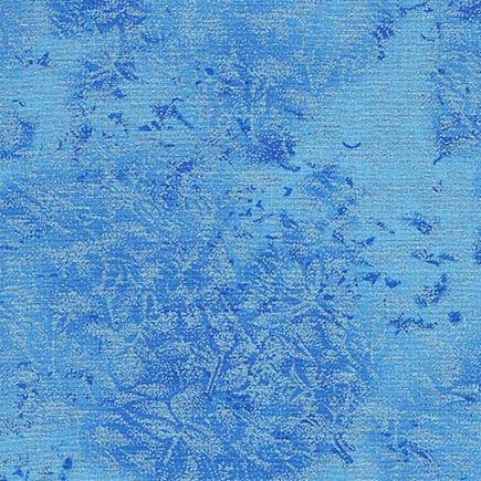 Bright blue fabric featuring a mottled design with metallic glitter accents.