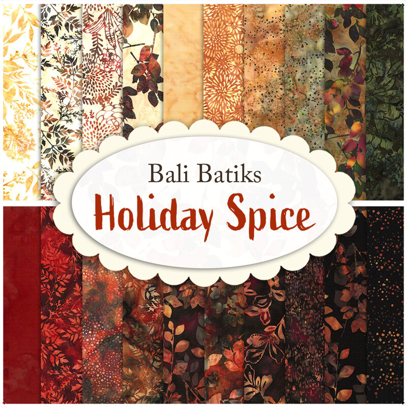 Collage of fabric colors available in the holiday spice set 
