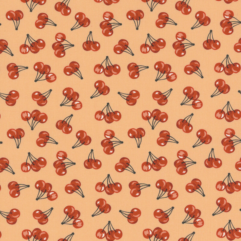 Light red fabric with scattered cherry pattern