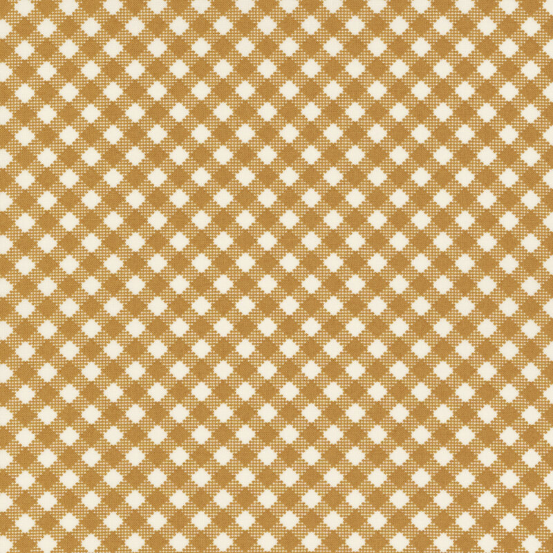 White fabric with a brown gingham print pattern