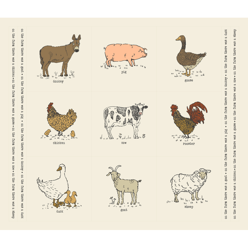 Cream panel with a multiple farm animal design 