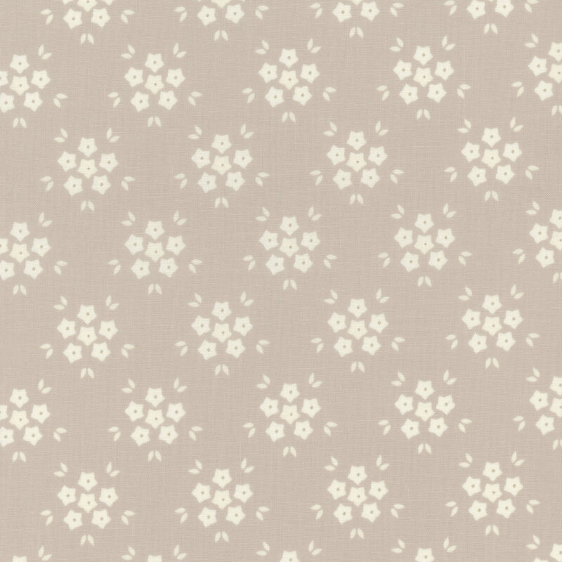 Grey fabric with a geometric white floral pattern
