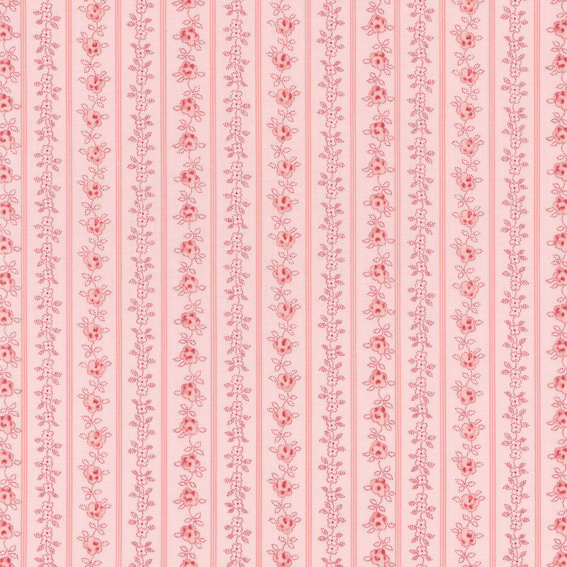 Pink fabric with a tonal flower stripe design