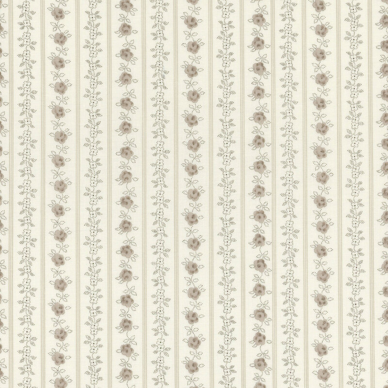Cream fabric with a tonal striped flower pattern
