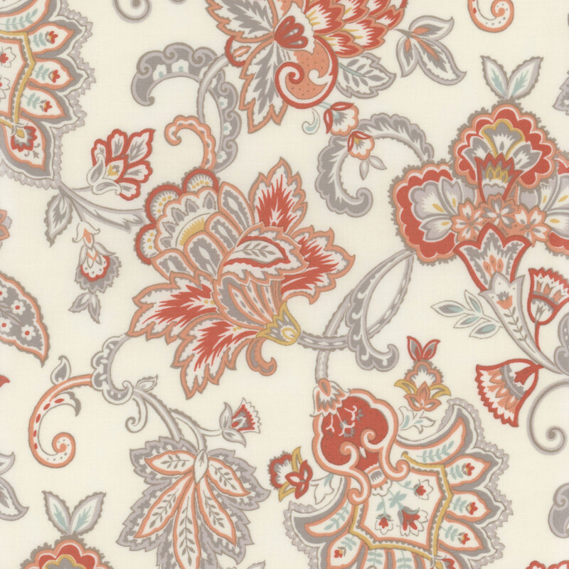 cream chintz floral fabric