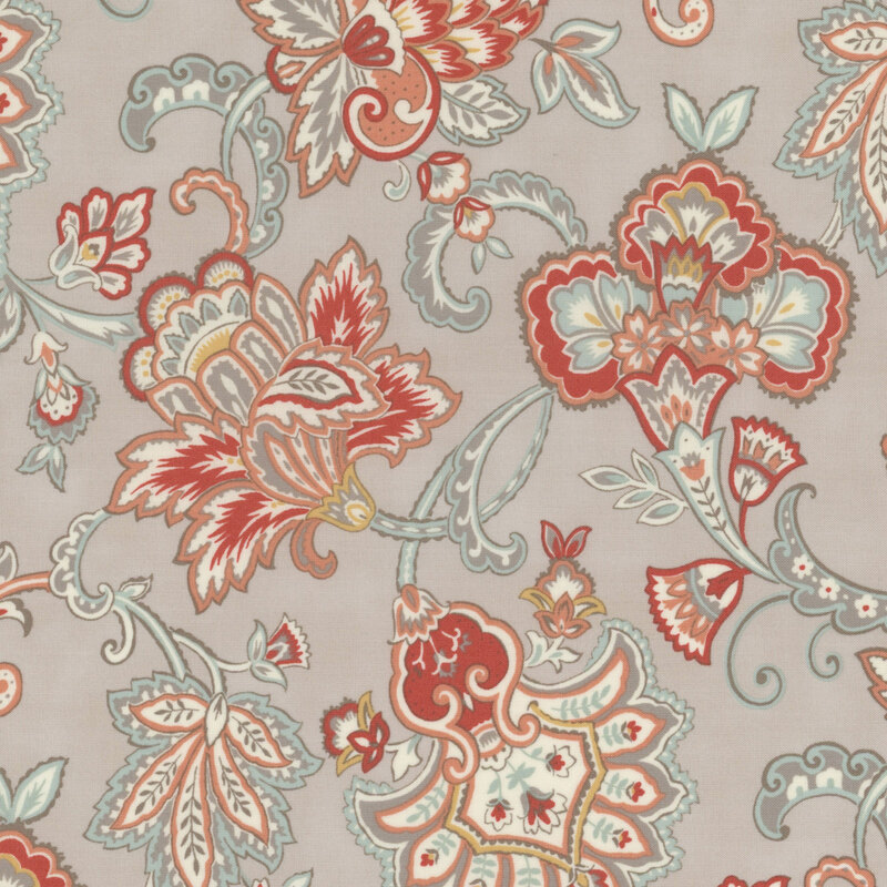 gray chintz floral fabric