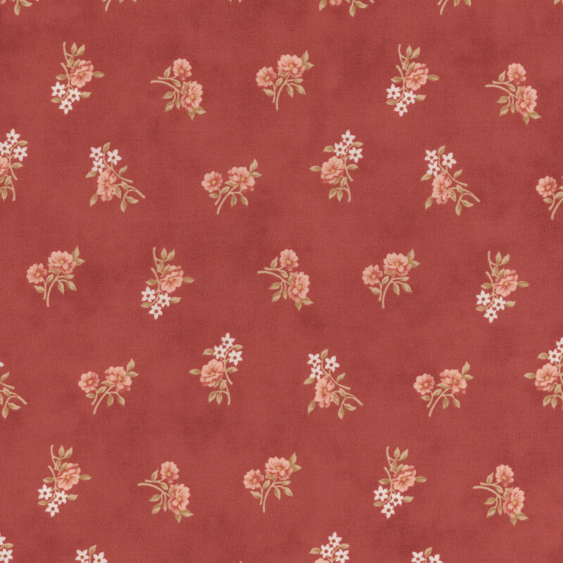 red fabric with rotating flower sprigs