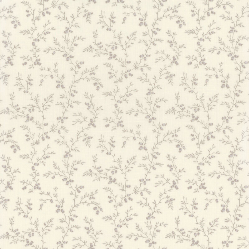 cream fabric featuring long branches and small flower buds coming off them
