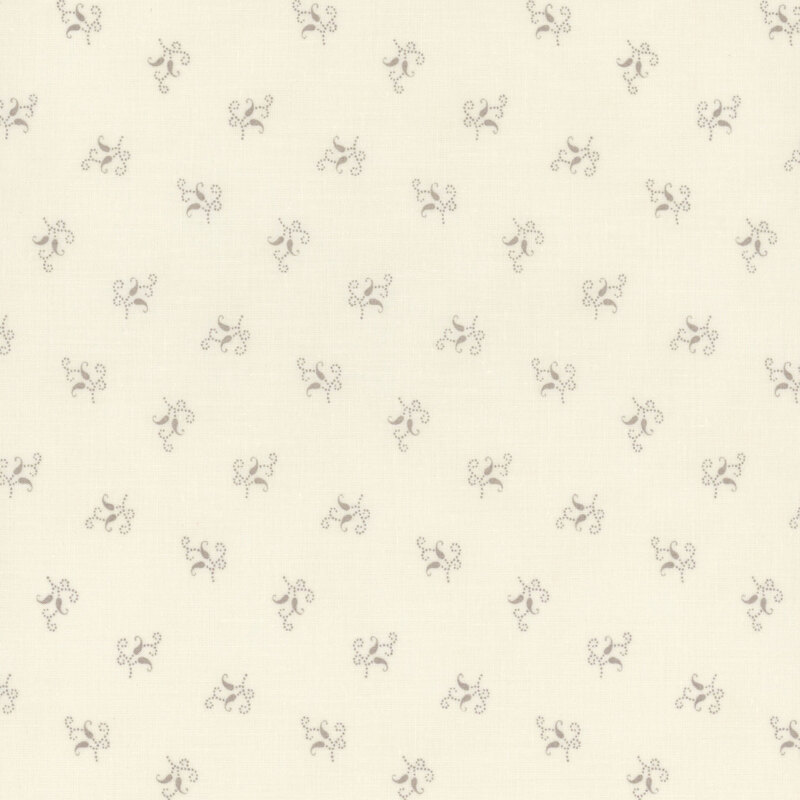 cream fabric with small gray curly flowers
