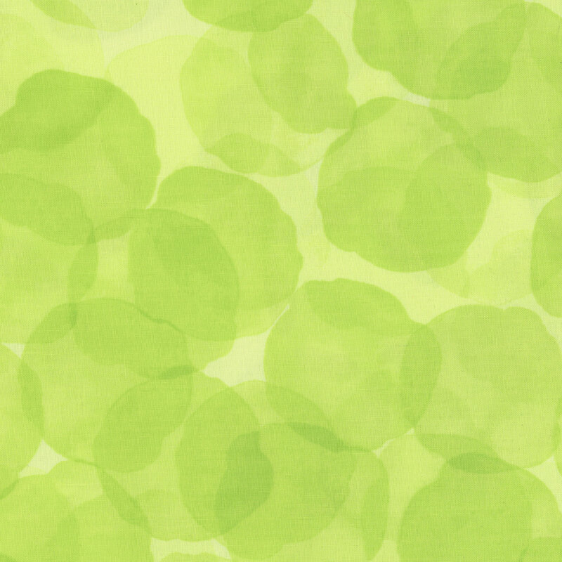 bright lime green fabric with large, tonal watercolor drops