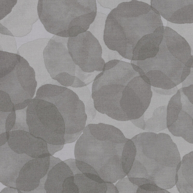 gray fabric with large, tonal watercolor drops
