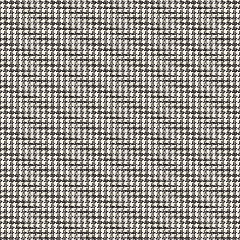 white flannel fabric with a black houndstooth pattern