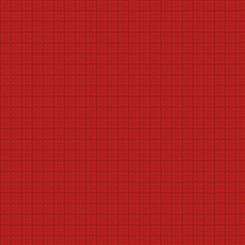 Red fabric with a tonal flannel paid pattern