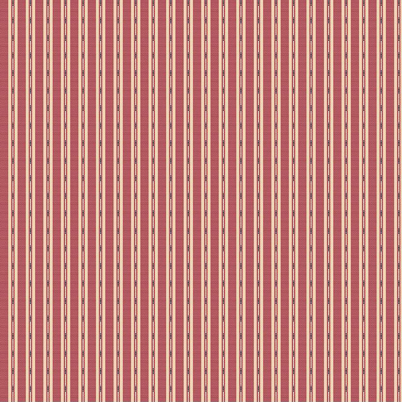Berry red flannel with a ticking stripe pattern