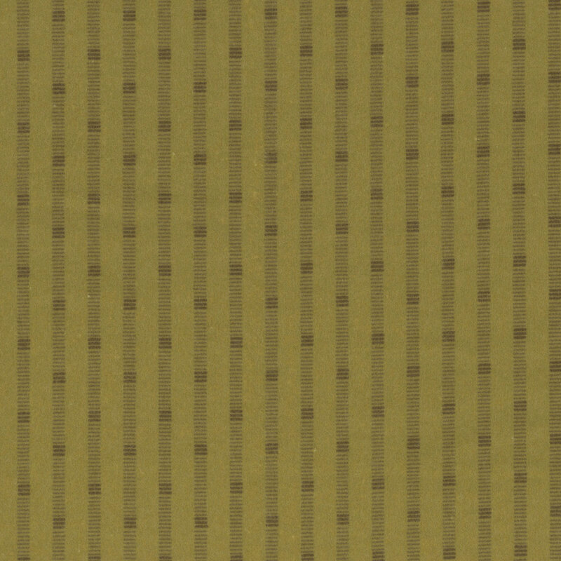 Olive green fabric with a tonal textured stripe pattern