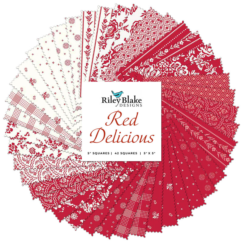 collage of the fabrics in the Red Delicious 5