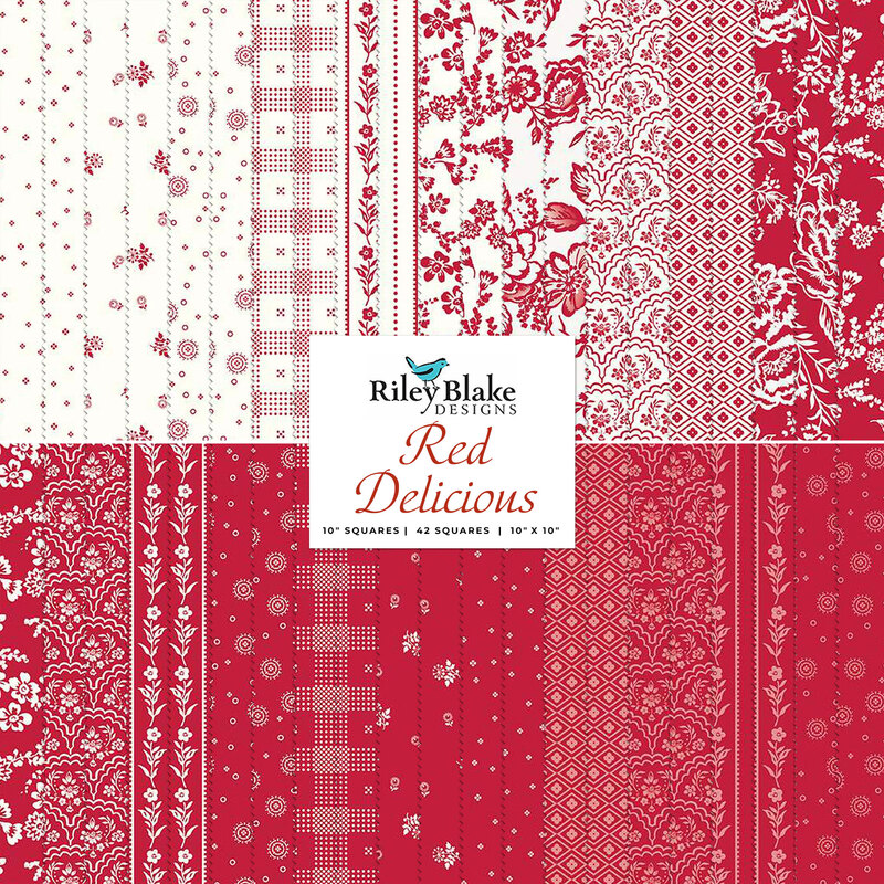 collage of the fabrics in the Red Delicious 10