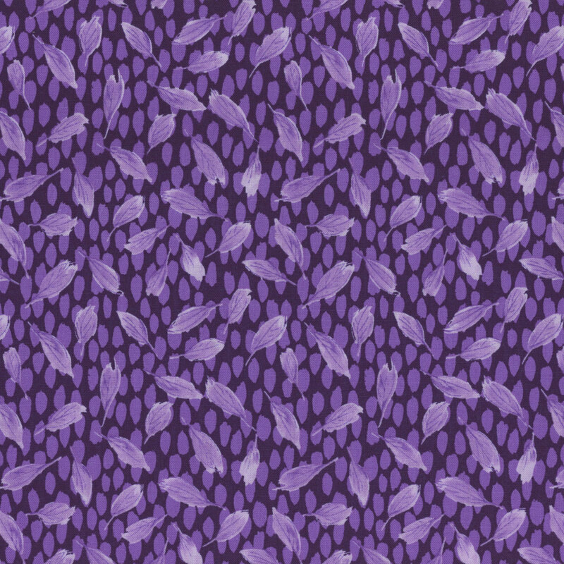 falling purple leaves on a dark purple background covered in light petals