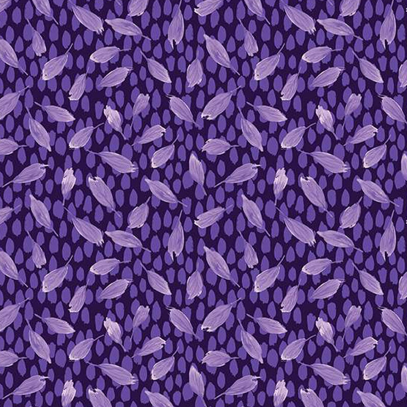 falling purple leaves on a dark purple background covered in light petals