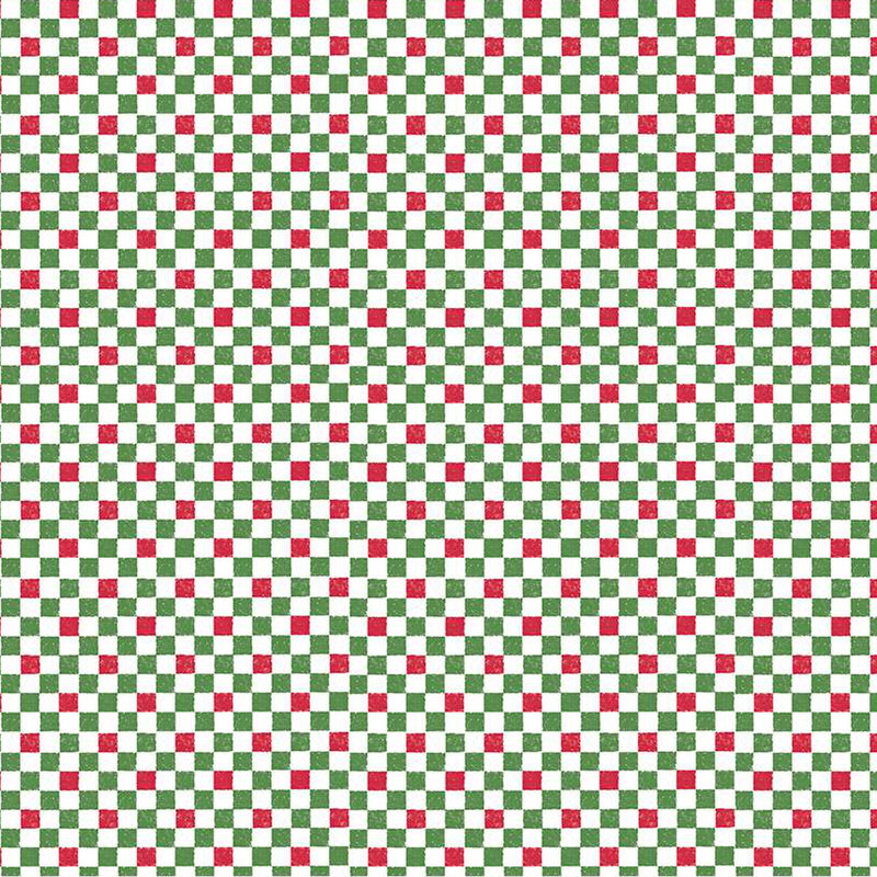 A Christmas red, green, and white checker print fabric