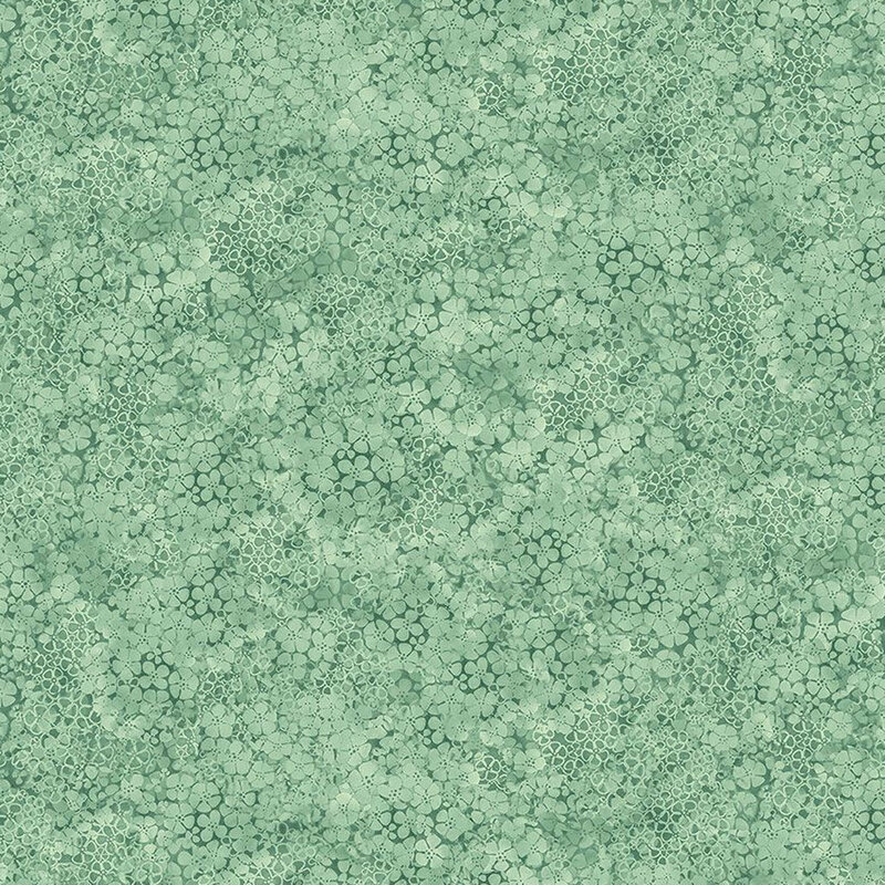 Mint Green fabric featuring a packed floral design