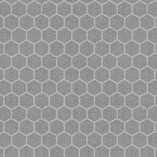 Grey fabric with a tonal geometric honeycomb pattern 