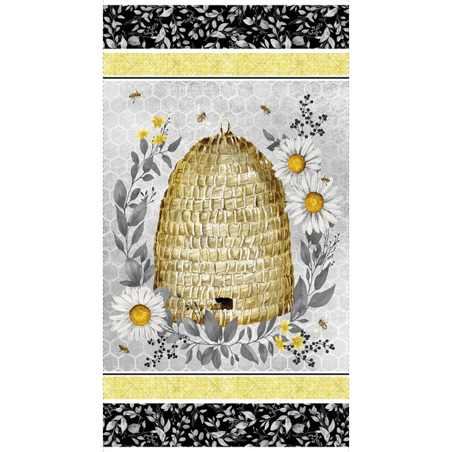 Panel fabric with a beehive and strive design 