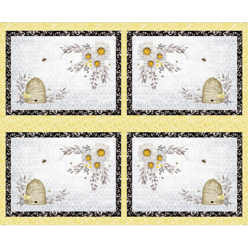 Panel fabric with a quarter square and beehive design 