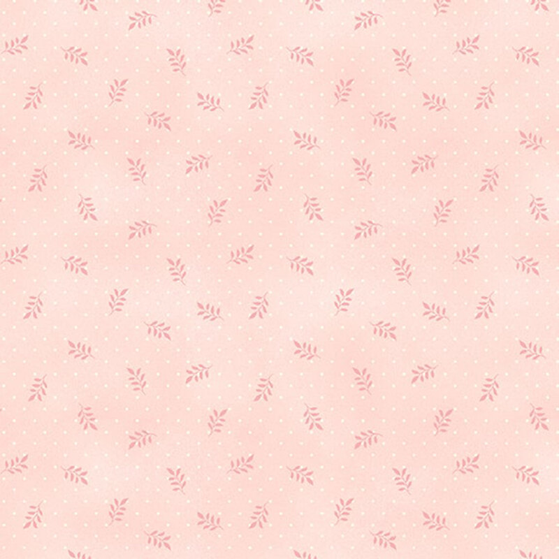 Like pink fabric with a white dot and a ditzy leaf pattern.