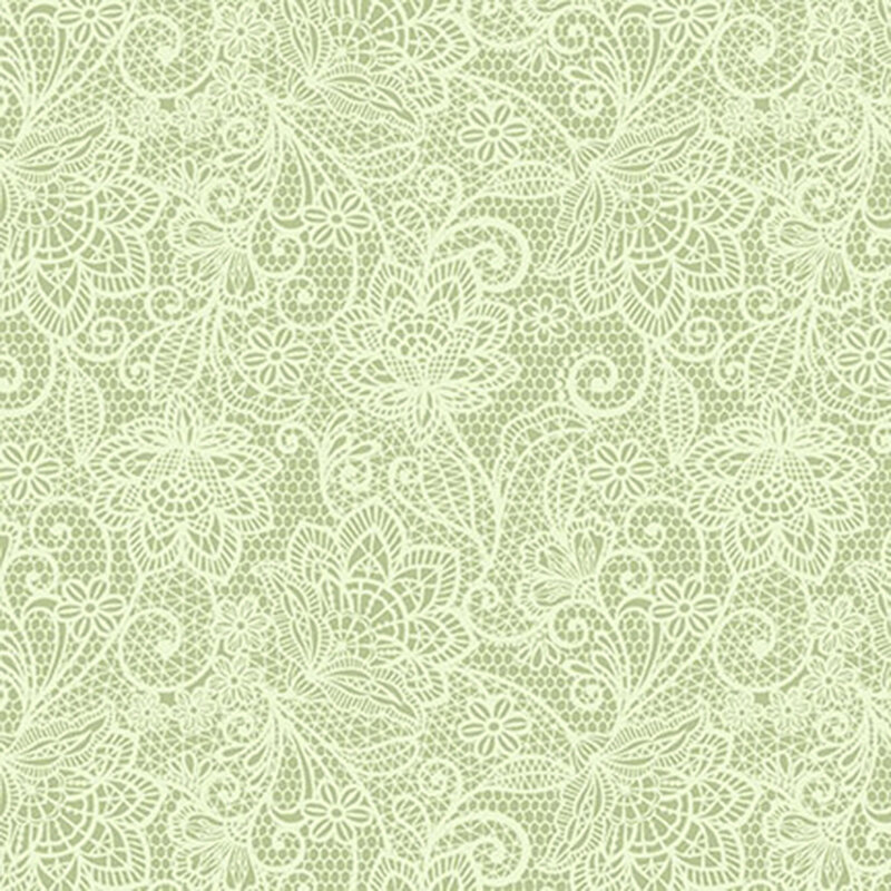 Light green fabric with a white floral pattern