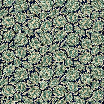 Blue fabric with flower pattern 