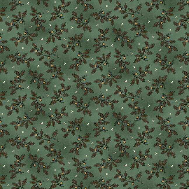 Mottled teal fabric with a leafs