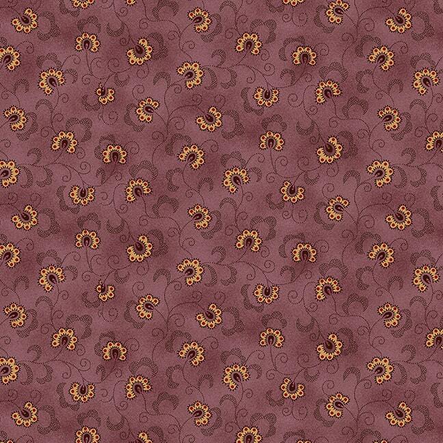 Mottled purple fabric with a swirling floral pattern 