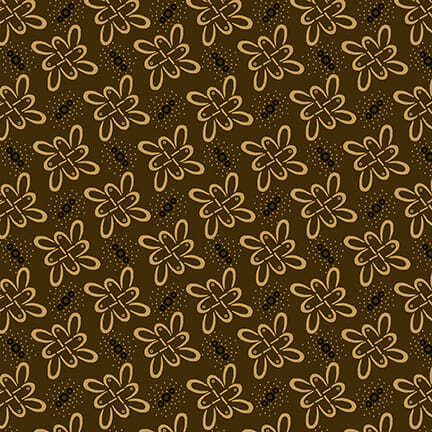 Brown fabric with yellow floral pattern