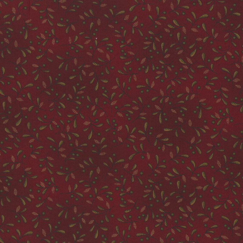 Mottled red fabric with a leaf pattern 