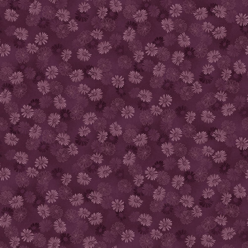 Mottled purple fabric with a tonal flower pattern 