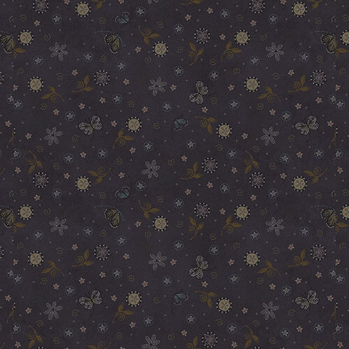 Dark purple fabric with a night time motif pattern