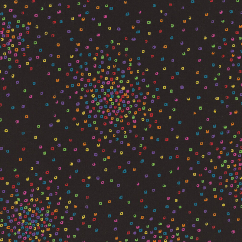 black fabric with multicolor exploding confetti