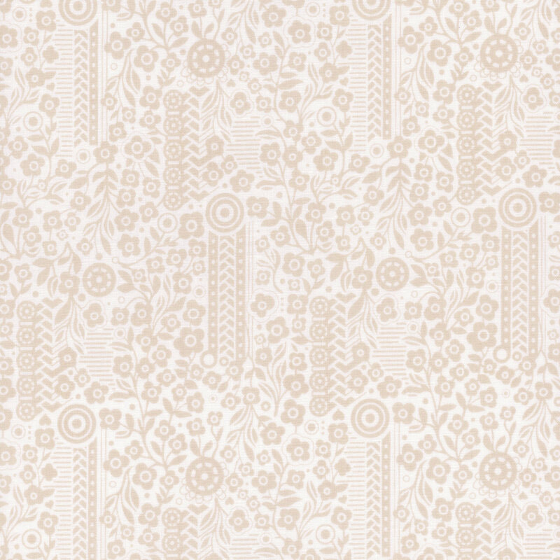 Tonal cream fabric featuring a floral design