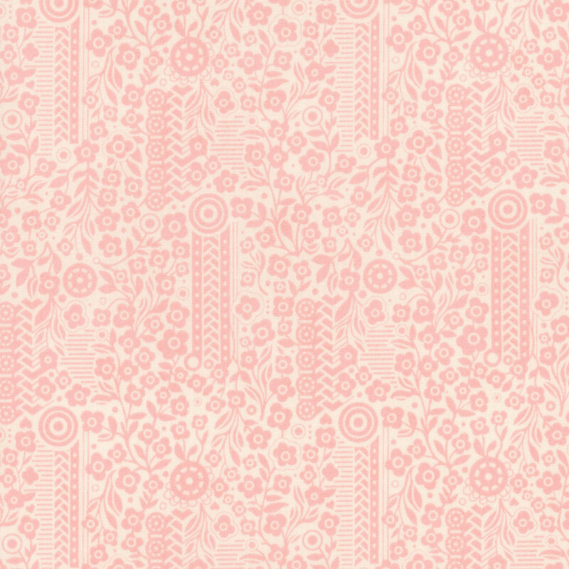 Cream fabric featuring a light pink floral design