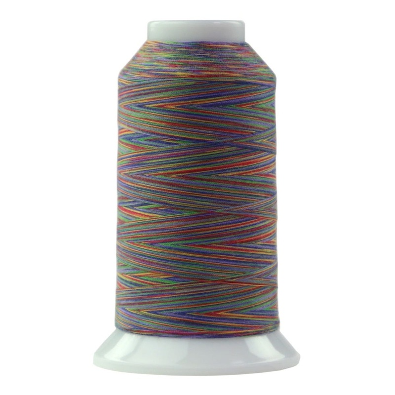 Subtle multicolored spool of variegated thread, isolated on a white background.