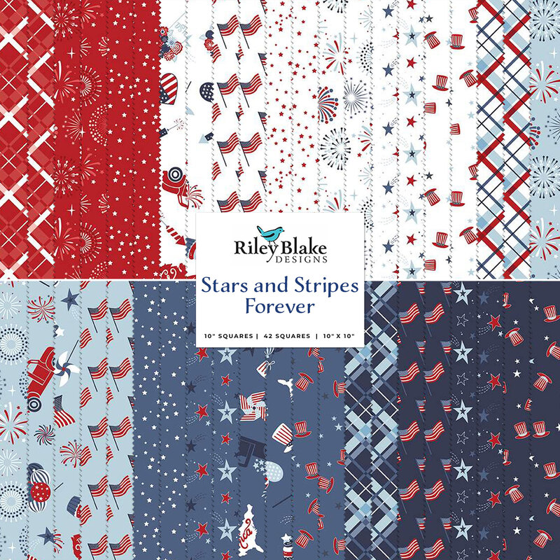 collage of the fabrics in the Stars and Stripes Forever 10