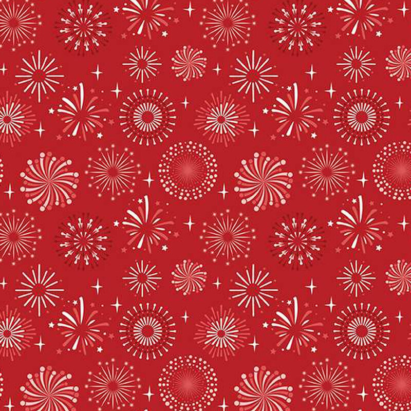 red fabric with red and white exploding fireworks